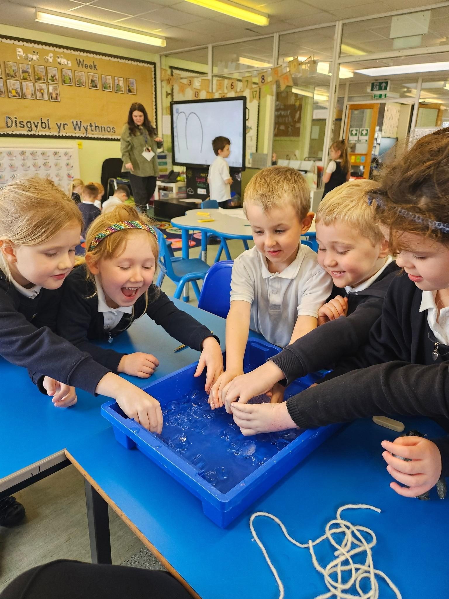 Pupils exploring a practical classroom activity