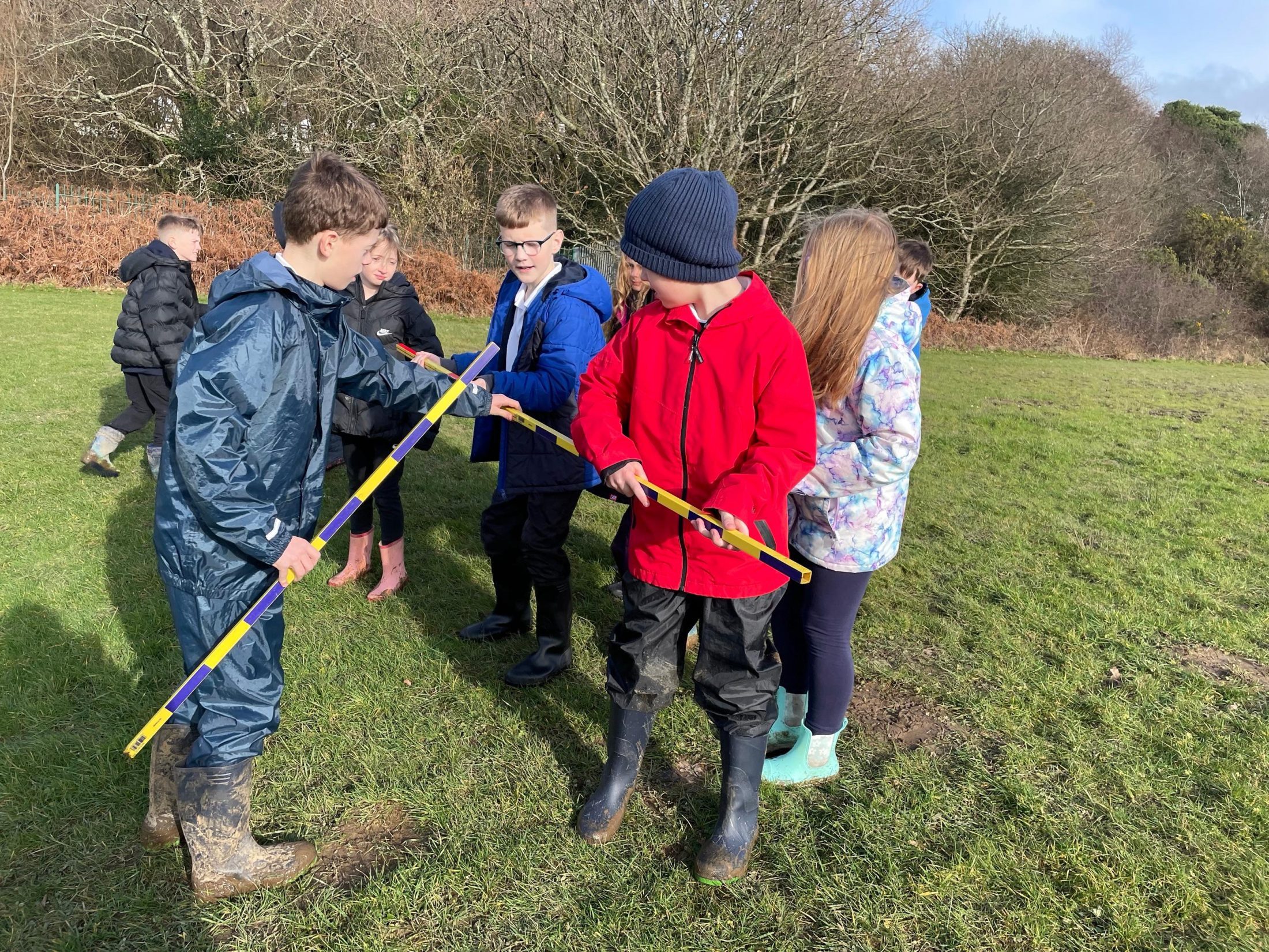 Pupils working together outdoors