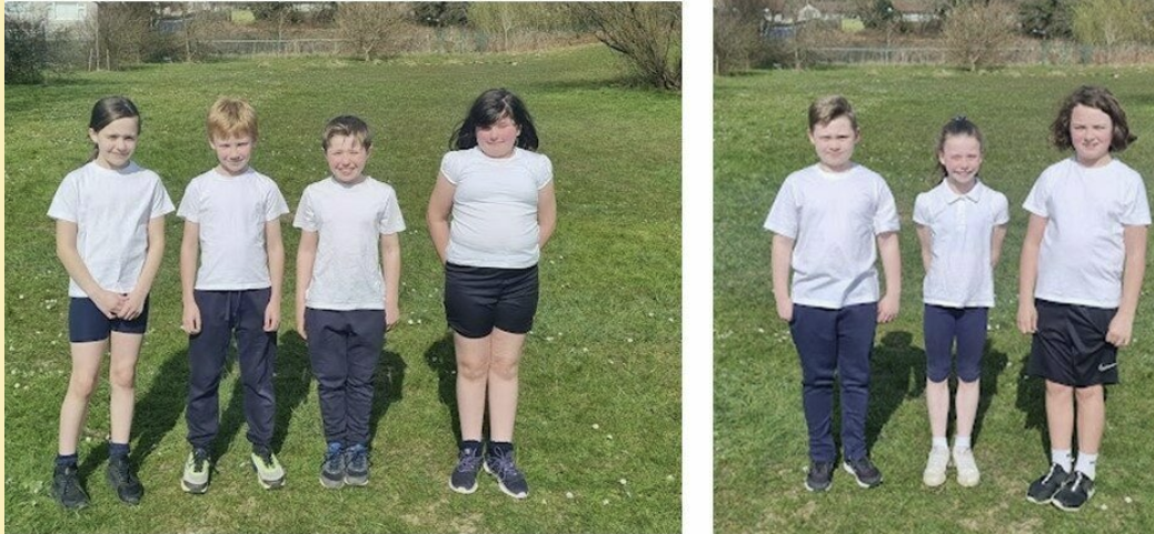 Blaenbaglan pupils wearing their PE uniform outdoors